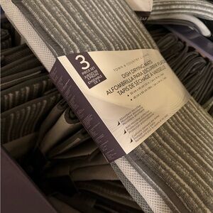 Town & Country Living 3 Piece Dish Drying Mats Microfiber Anti-Microbial Gray